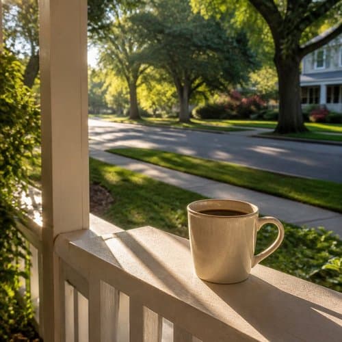 Coffee on the Porch Rail by Psalmix